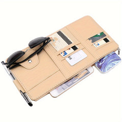 Car Visor Organizer Sun Visor Storage Pouch Sunglasses Holder Ticket Pocket