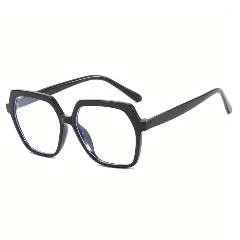 Geometric Clear Lens Glasses Block Spectacles Frame for Women Girls