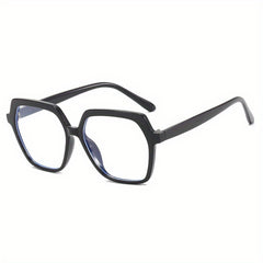 Geometric Clear Lens Glasses Block Spectacles Frame for Women Girls
