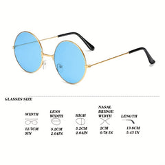 Round Tinted Sunglasses Metal Frame UV400