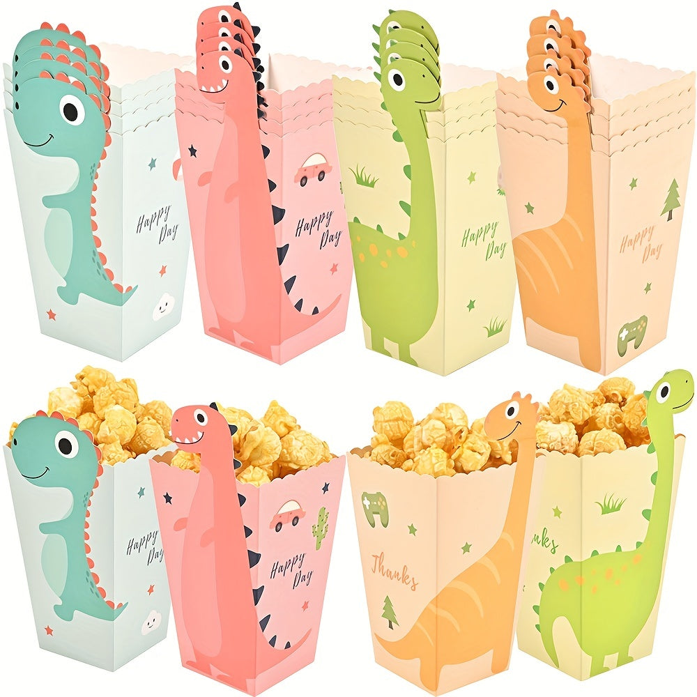 12PCS Dinosaur Popcorn Boxes for Kids Birthday Party Snacks