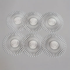 6pcs Round PVC Coasters Floral Pattern Solid Coasters Washable Placemat