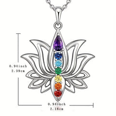 7 Chakra Lotus Pendant Yoga Chakra Healing Stone Necklace