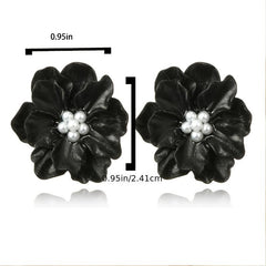 Camellia Flower Stud Earrings Women's Jewelry 1Pair