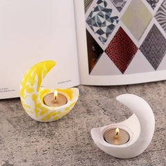 Moon Candle Holder Silicone Mould DIY Plaster Home Decoration
