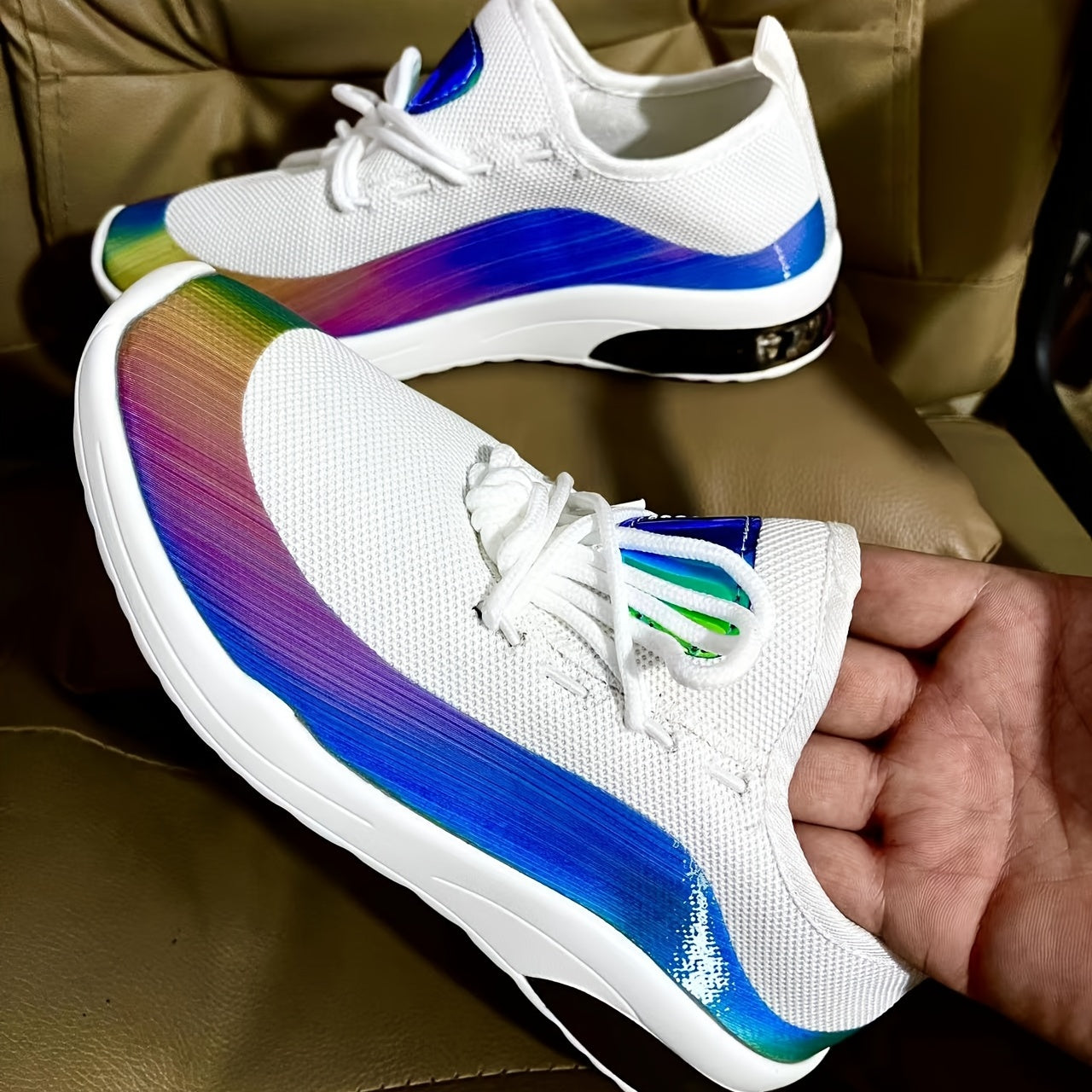 Women's Colorblock Sneakers Low Top Lace Up Walking Shoes