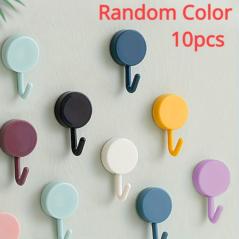 10pcs Adhesive Wall Hooks Key Hooks Coat Hangers Waterproof