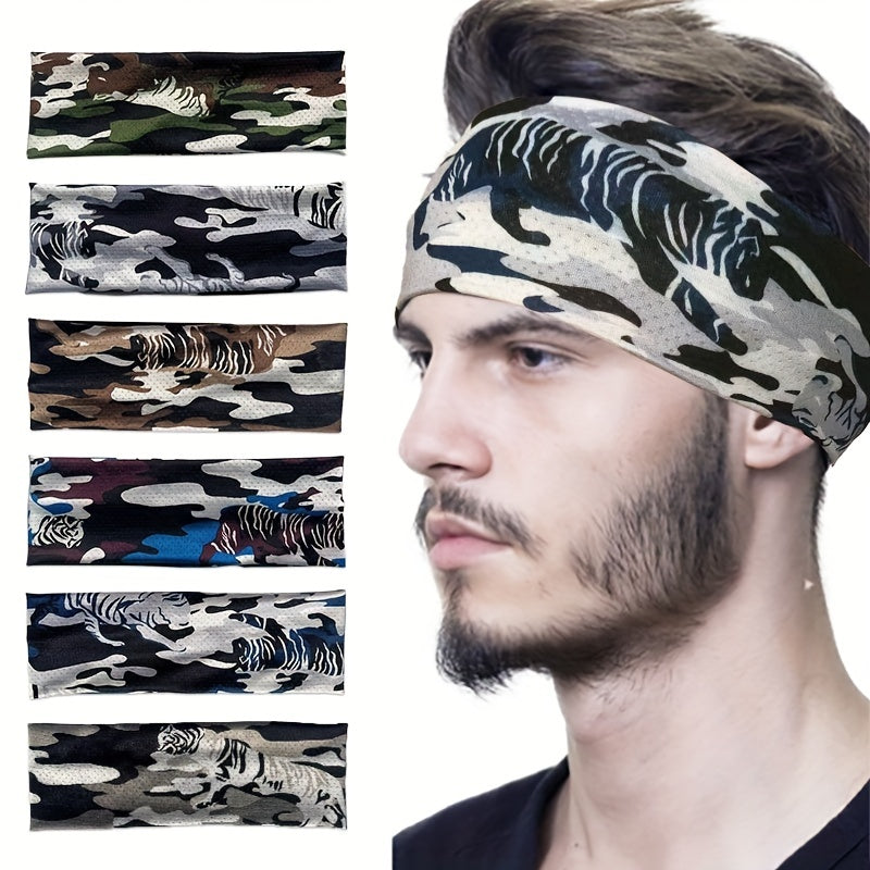Men's Ice Silk Camouflage Sweatband Fitness Hairband