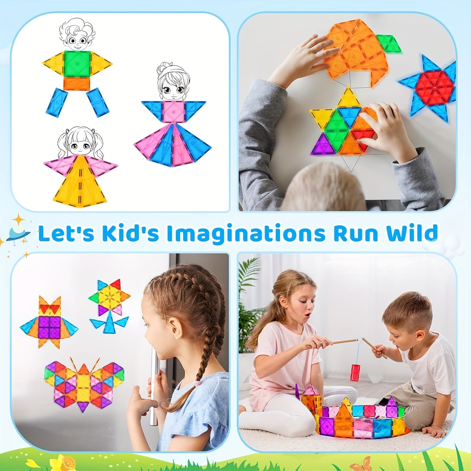 Magnetic Tiles Building Set for Kids 3-6 Years - Educational Toy