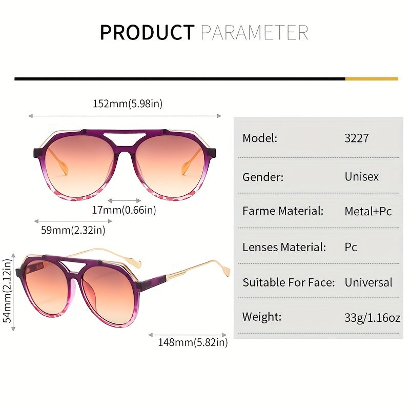 Men's Retro Sunglasses Street Style Double Beam Glasses