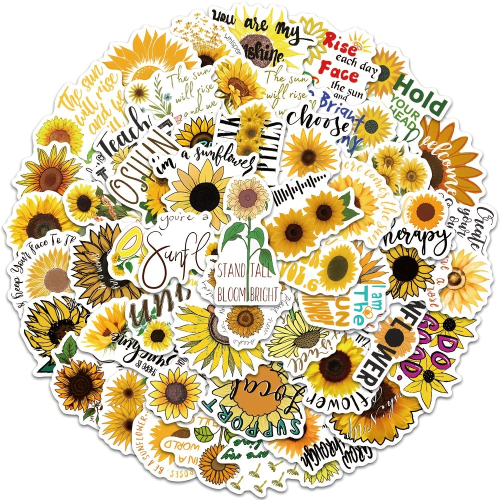 50pcs Cute Sunflower Stickers for Phone Notebook Water Cup
