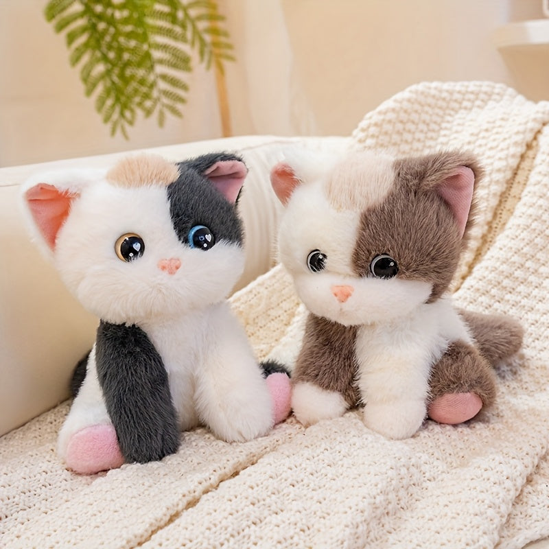 Fluffy Calico Cat Plush Stuffed Animal Toy