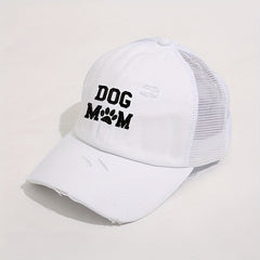 Dog Mom Ponytail Trucker Hat Washed Distressed Baseball Cap Y2K
