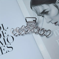 Heart Hair Claw Clip Silvery Non Slip Strong Hold Grip Hair Jaw Clip