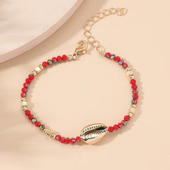 Plated Beaded Crystal Shell Women's Ankle Anklet Jewelry