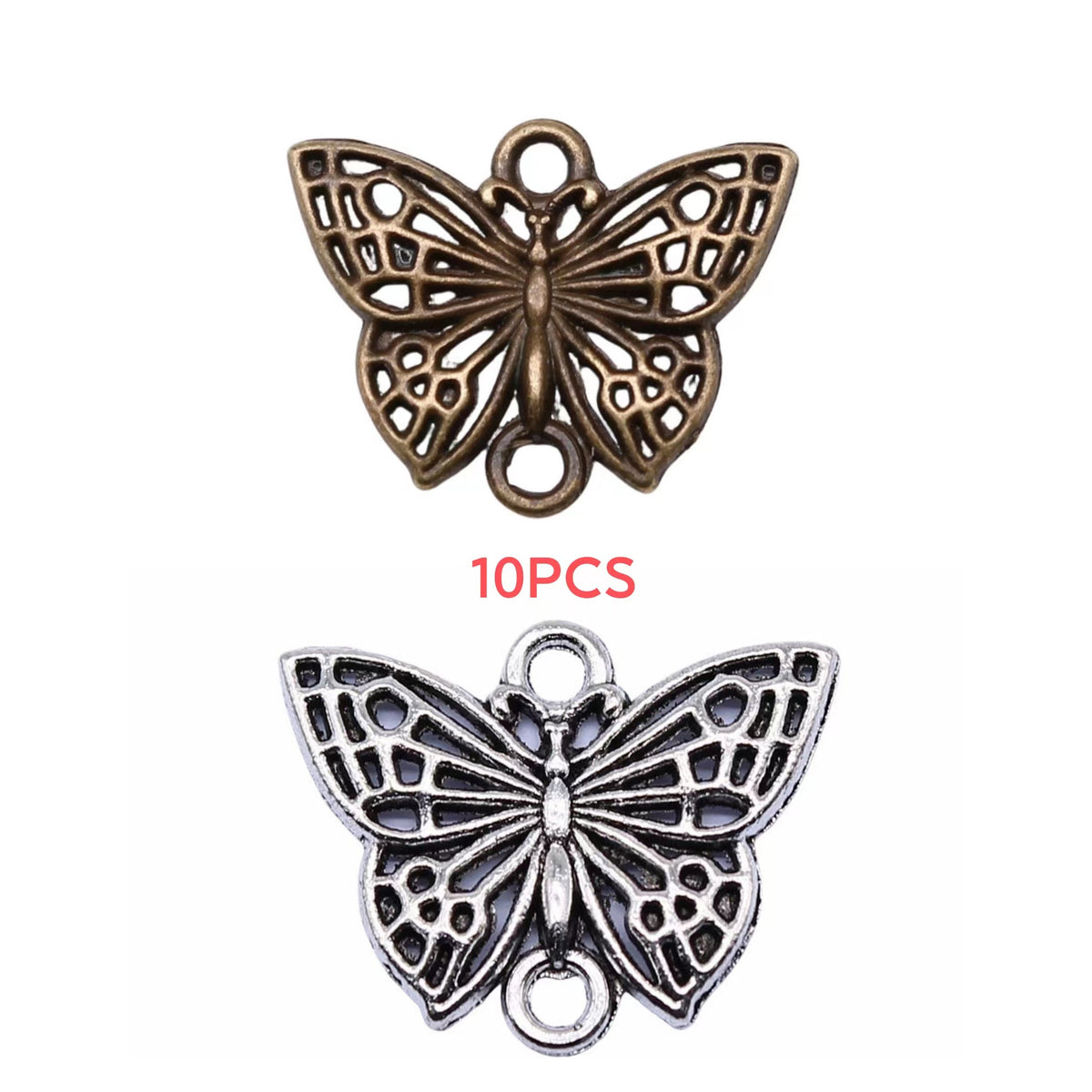 10PCS Silvery Butterfly Ornament Connector Alloy Pendant Key Chain