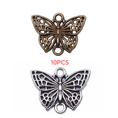 10PCS Silvery Butterfly Ornament Connector Alloy Pendant Key Chain