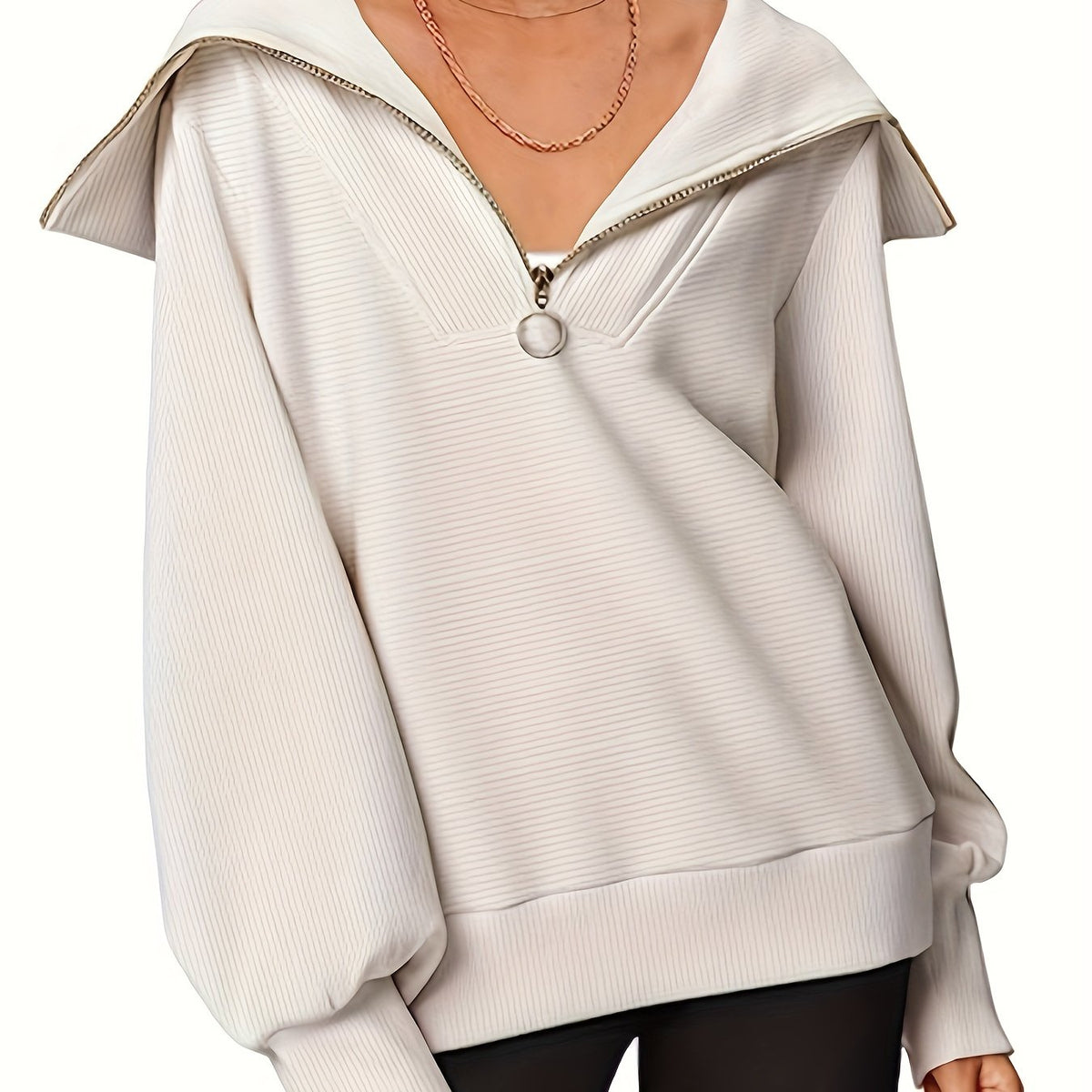 Casual Quarter Zip Pullover Sweatshirt for Women