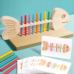 Wooden Fish Bone Sorting Toy Educational Game