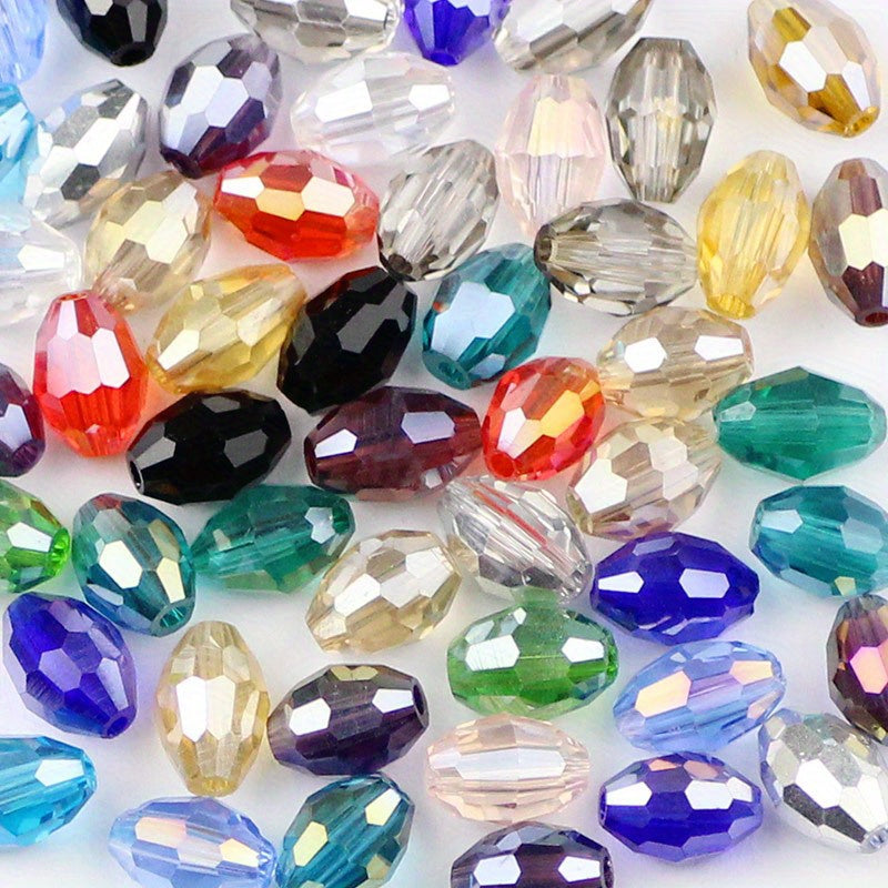 50pcs 6x8mm Colorful Glass Crystal Beads DIY Jewelry Accessories