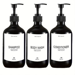 3 Refillable Bottles With Pump & Labels 500ml