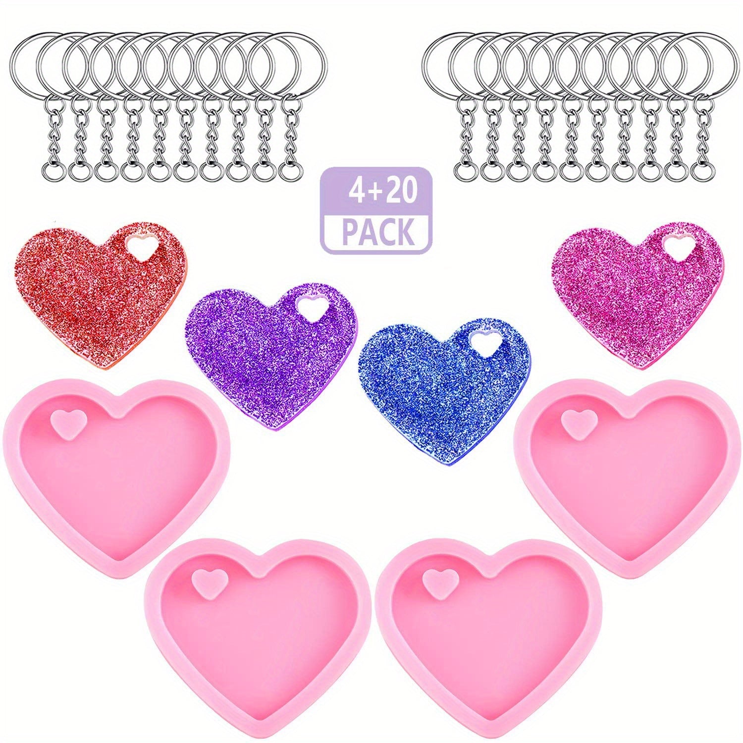 20 Heart Shaped Keychains & Key Rings - DIY Easter Decorations & Desserts
