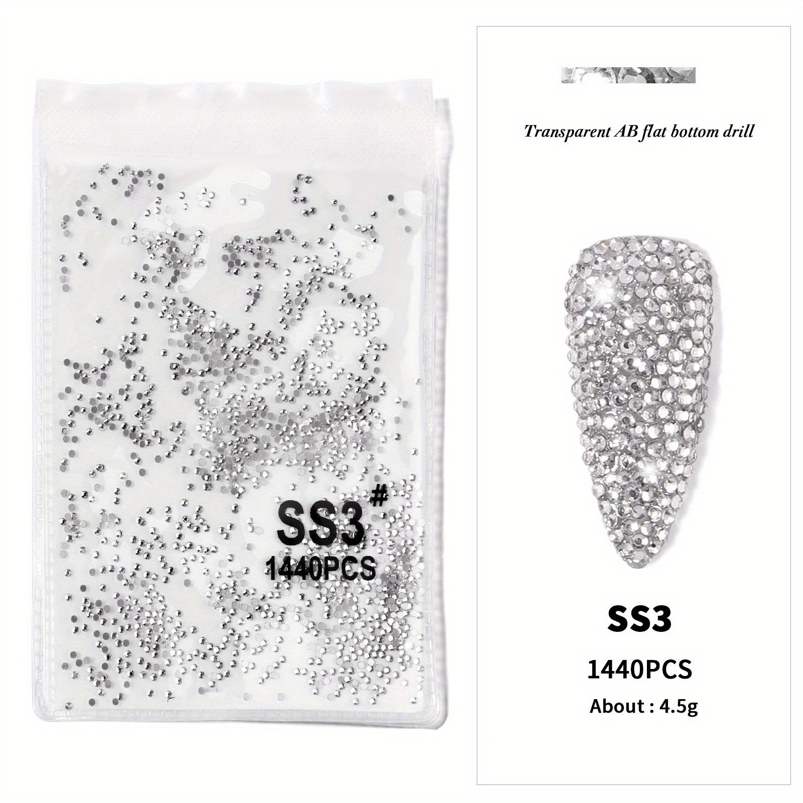 1440Pcs Rhinestones Nail Art Round Crystals Strass Glass Nail Charms