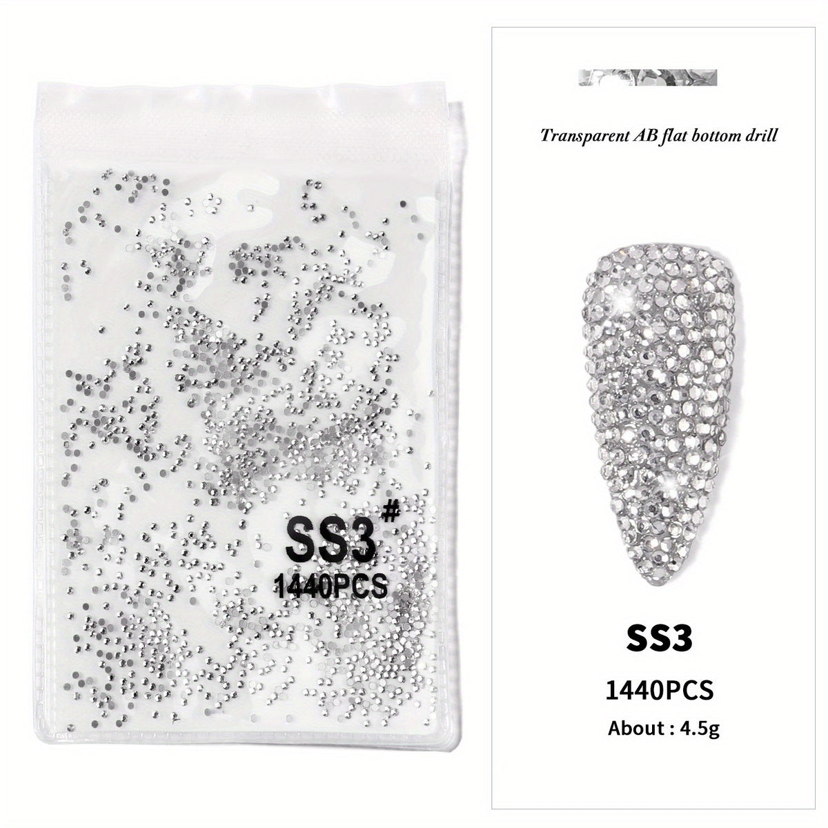 1440Pcs Rhinestones Nail Art Round Crystals Strass Glass Nail Charms