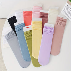5 Pairs Solid Socks Comfy & Breathable Women's Stockings