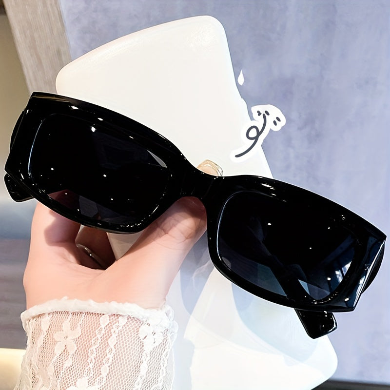 Square Frame Sunglasses Minimalist Solid Glasses Wide Temple UV400