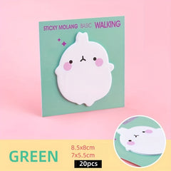 4pcs Rabbit Sticky Notes 4 Colors Cartoon Shape Low Calorie Memo Paper