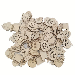 50pcs Halloween Wooden DIY Crafts Set