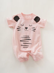 Newborn Baby Girls Jumpsuit Unisex Sweet Cat Print