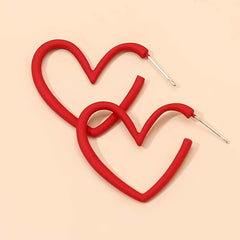 Red Heart Hoop Earrings Retro Style
