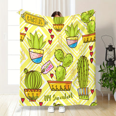 Cactus Print Blanket for Bed or Sofa