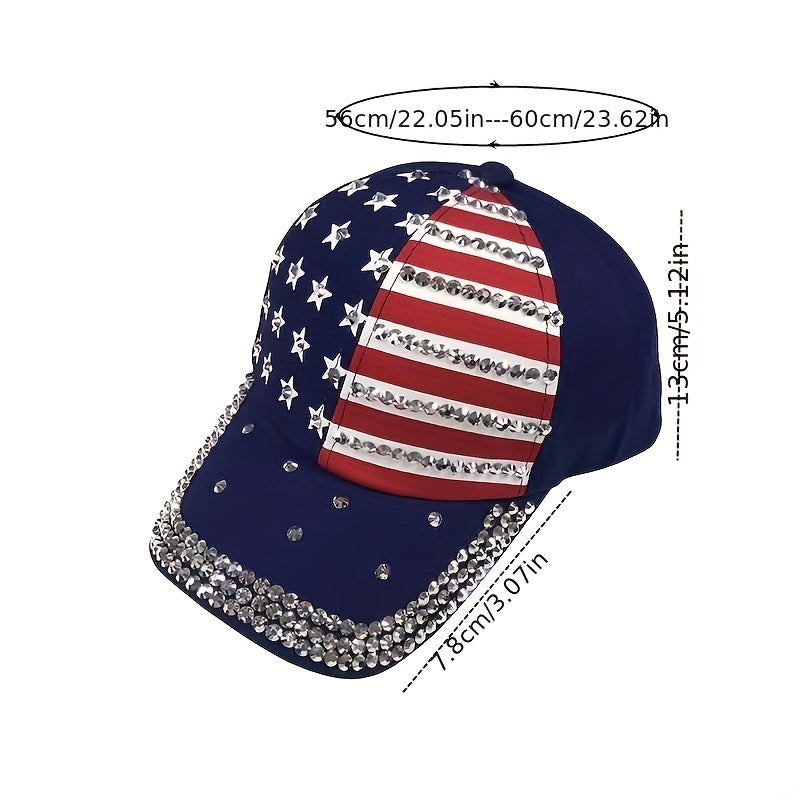 Flag Rhinestone Baseball Cap Patriotic Dad Hat
