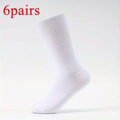 6 Pairs Cotton Mid-Calf Socks for Men and Women