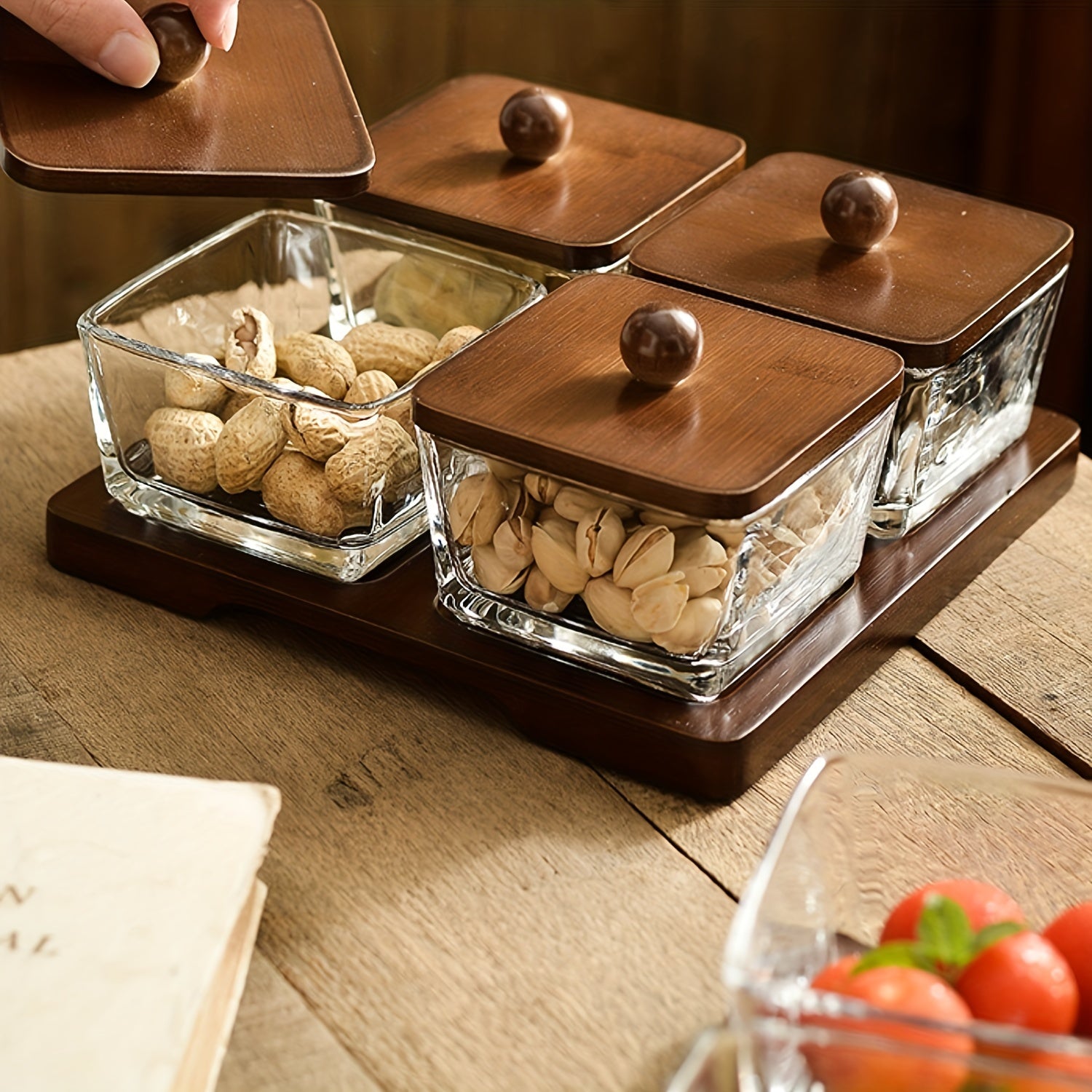 6pcs Dried Fruit Small Dish Tray With Lid Table Tray Decoration