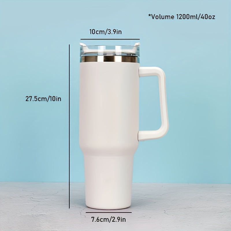 Stainless Steel Water Cup With Handle And Straw 40oz