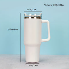 Stainless Steel Water Cup With Handle And Straw 40oz