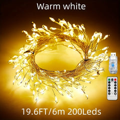 LED Firecracker Fairy Lights 8 Modes Remote Timer Waterproof