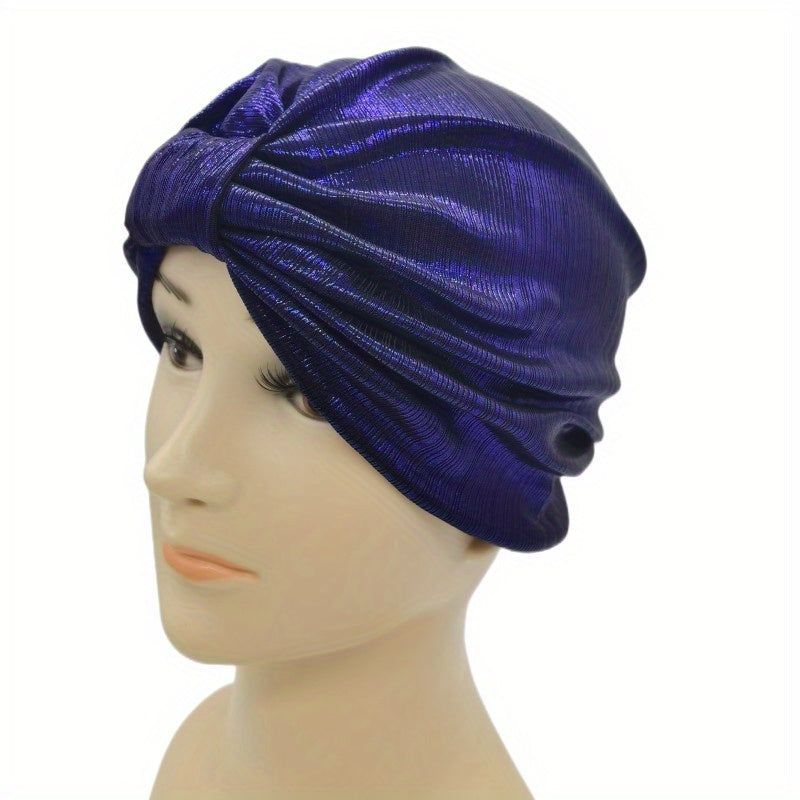 Glitter Solid Turban Cap Bowknot Head Wrap Chemo Hats