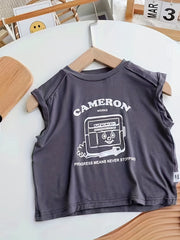 Baby Boys Cotton Vest Top Letter Print Sleeveless Shirt