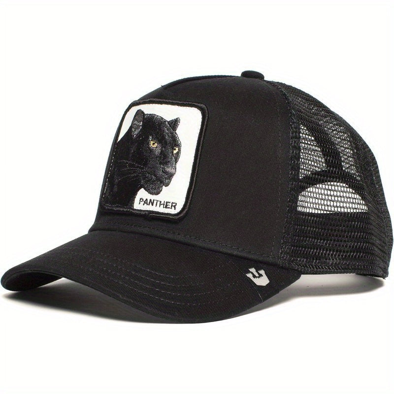Lion Embroidery Patch Trucker Hat Lightweight Breathable Hip Hop Sun Cap