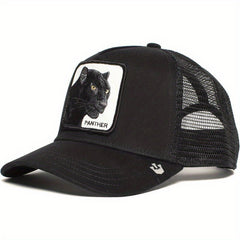 Lion Embroidery Patch Trucker Hat Lightweight Breathable Hip Hop Sun Cap