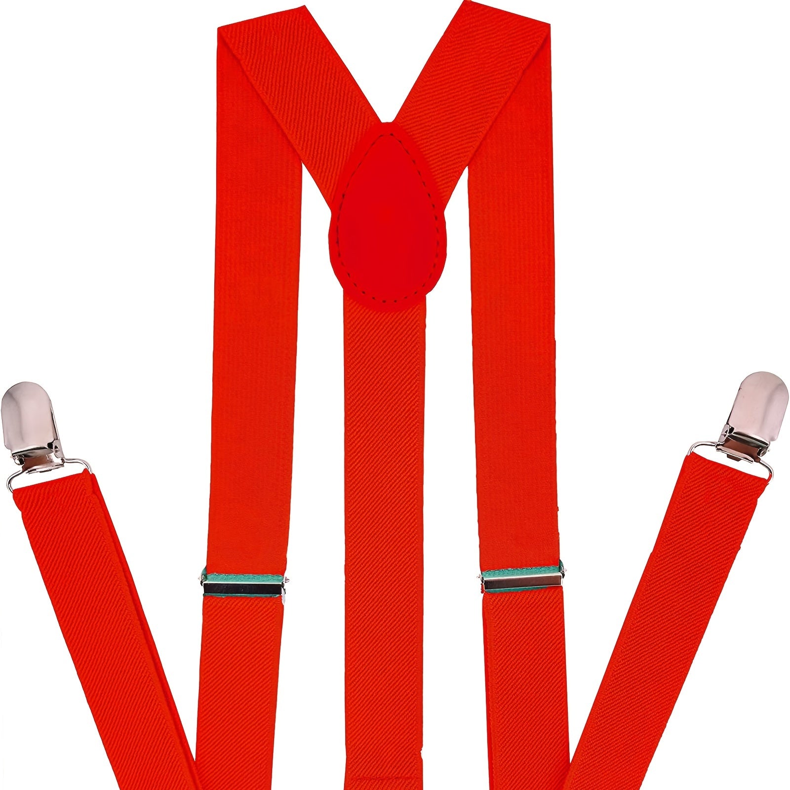 Men's Red Suspenders Adjustable Y Back Elastic Strong Clips Unisex