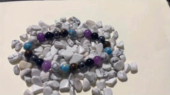 Amethyst Pine Stone Mixed Round Bead Bracelet Meditation