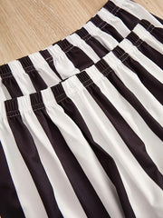  Casual Loungewear Set Women's Plus Graphic Tee & Stripe