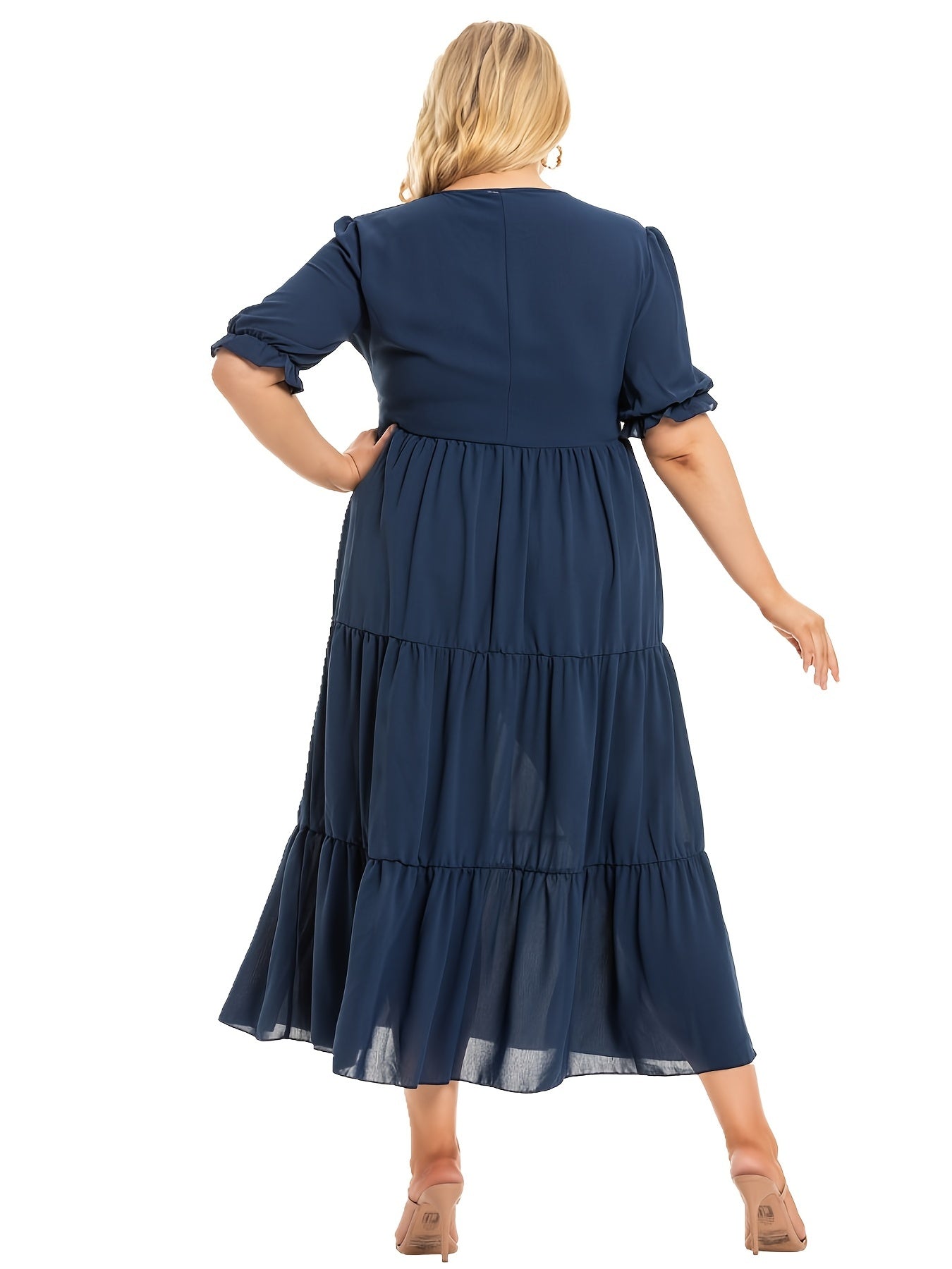  Solid Pleated Cami Dress Women's Short Sleeve Long Dress