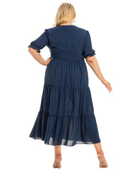 Solid Pleated Cami Dress Women's Short Sleeve Long Dress